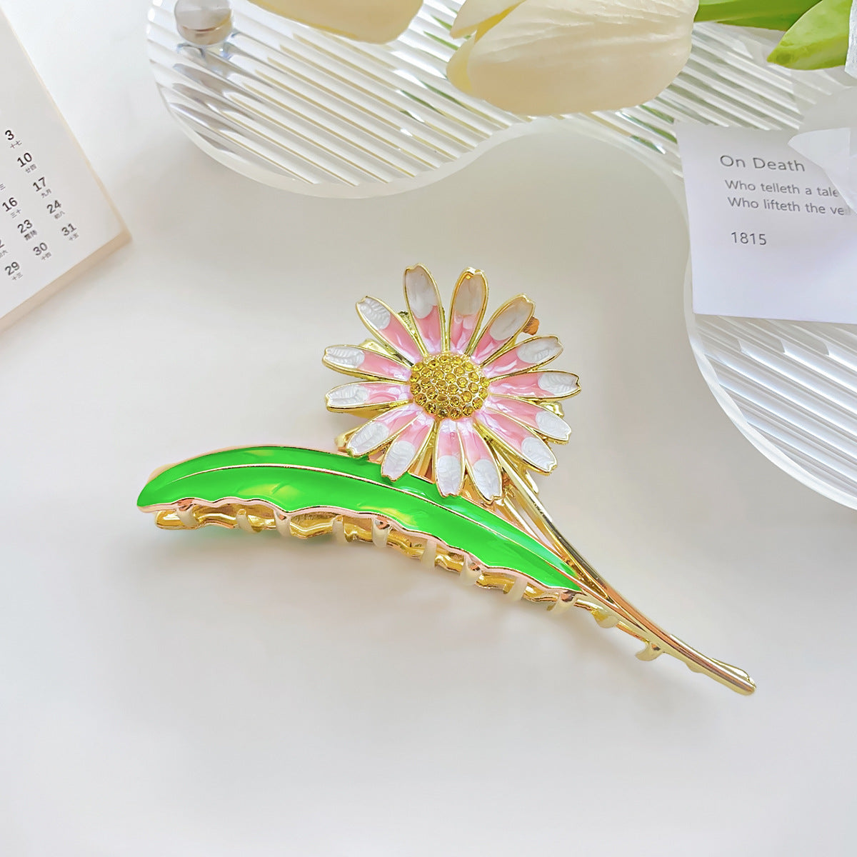 Daisy flower metal hair claw