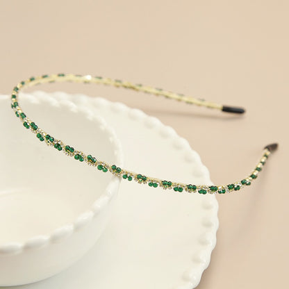 Emerald green beaded thin headband