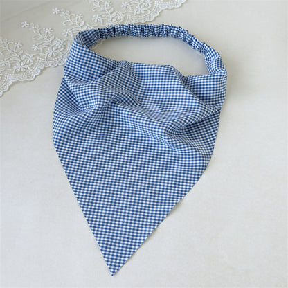 Gingham triangle elastic head scarf