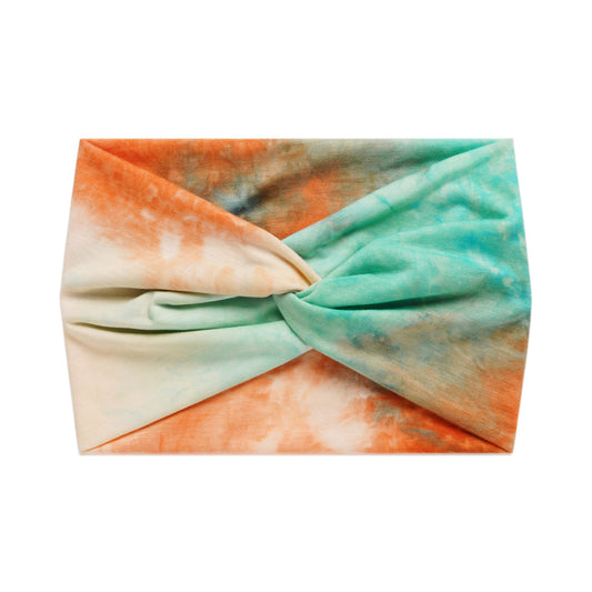 Tie dye print super wide twist front stretchy headband