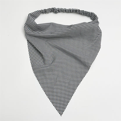 Gingham triangle elastic head scarf