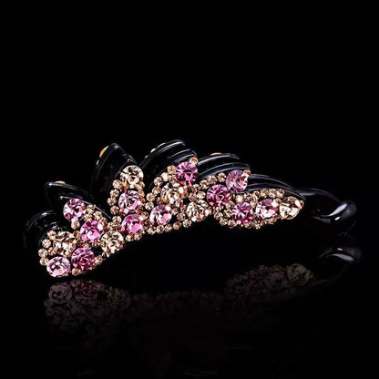 Multi-coloured rhinestones acrylic banana hair clip