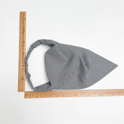 Gingham triangle elastic head scarf