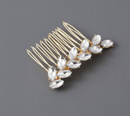 Clear rhinestones leaf branch hair comb