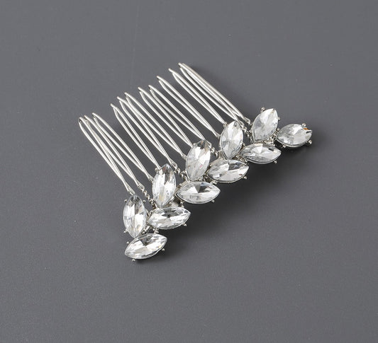 Clear rhinestones leaf branch hair comb