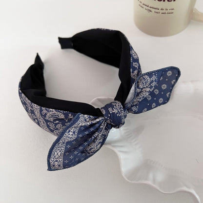Paisley print black headband with bow