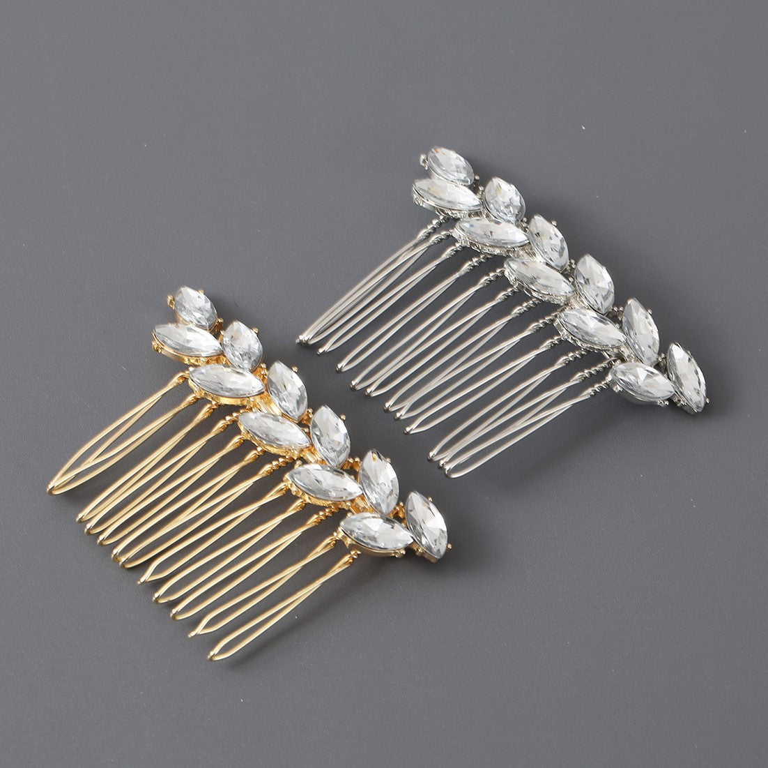 Clear rhinestones leaf branch hair comb