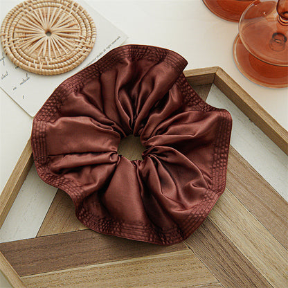 Over-size stitched edge glossy satin scrunchies