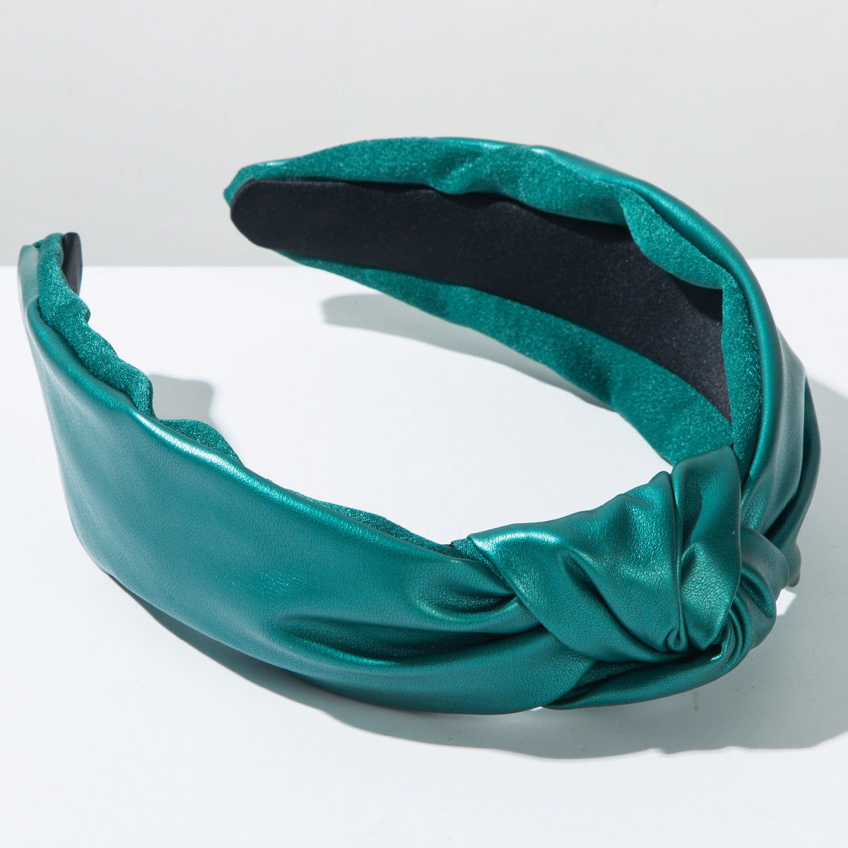 Plain colour knotted leather headband