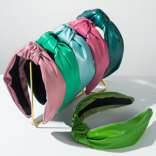 Plain colour knotted leather headband