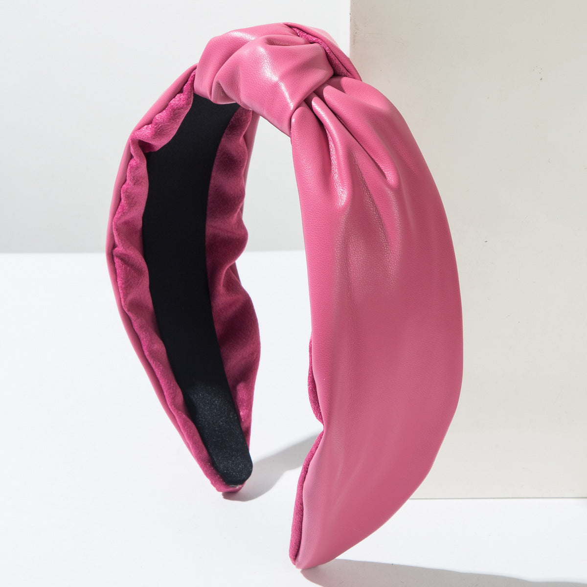 Plain colour knotted leather headband