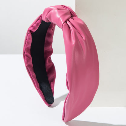 Plain colour knotted leather headband