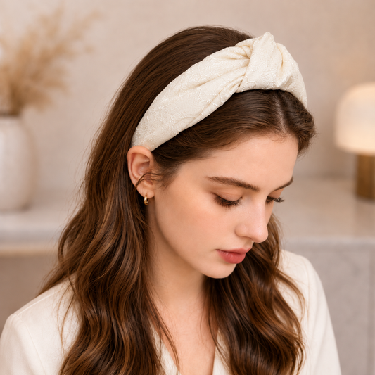 Embroidered floral knotted headband