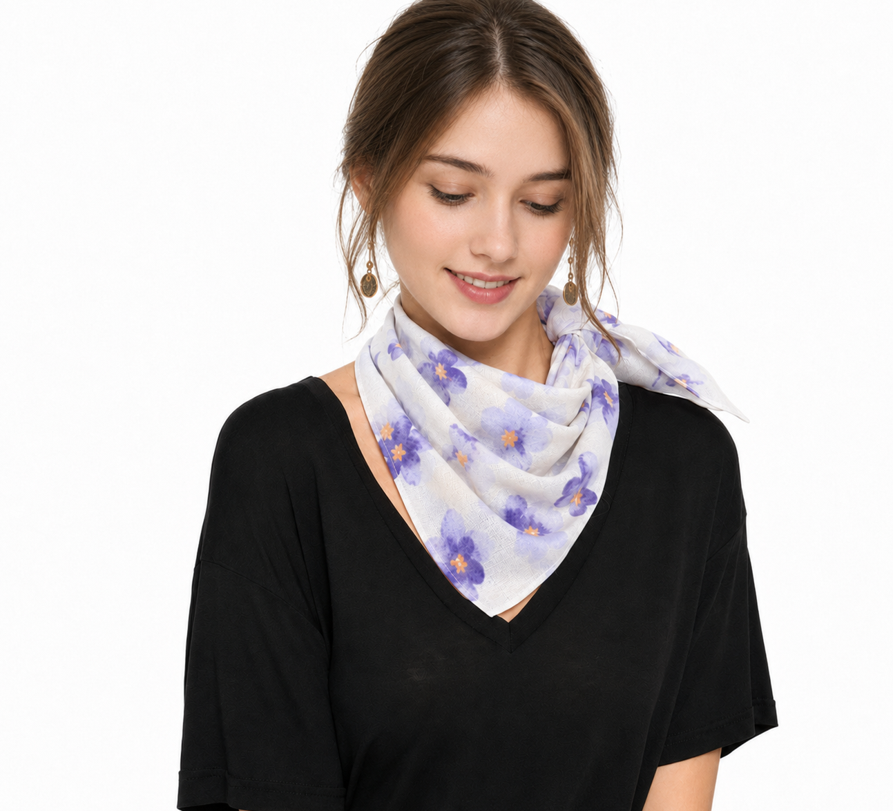Flowers print square scarf