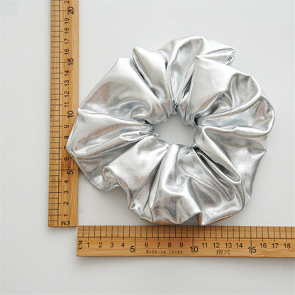 Over-size glossy synthetic leather scrunchies