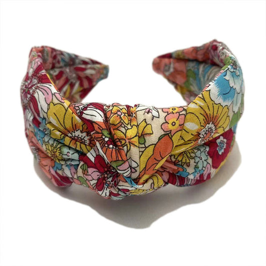 Floral knotted cotton headband