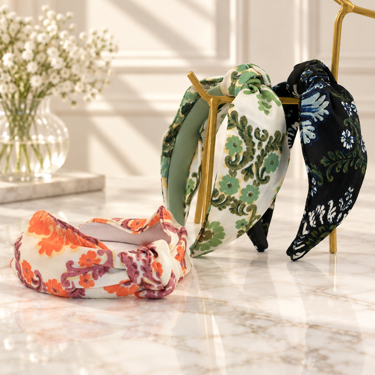 Bright floral knotted headband