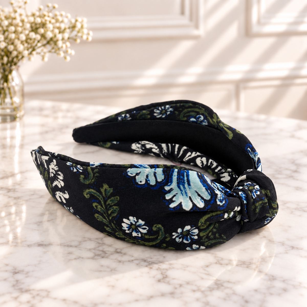 Bright floral knotted headband