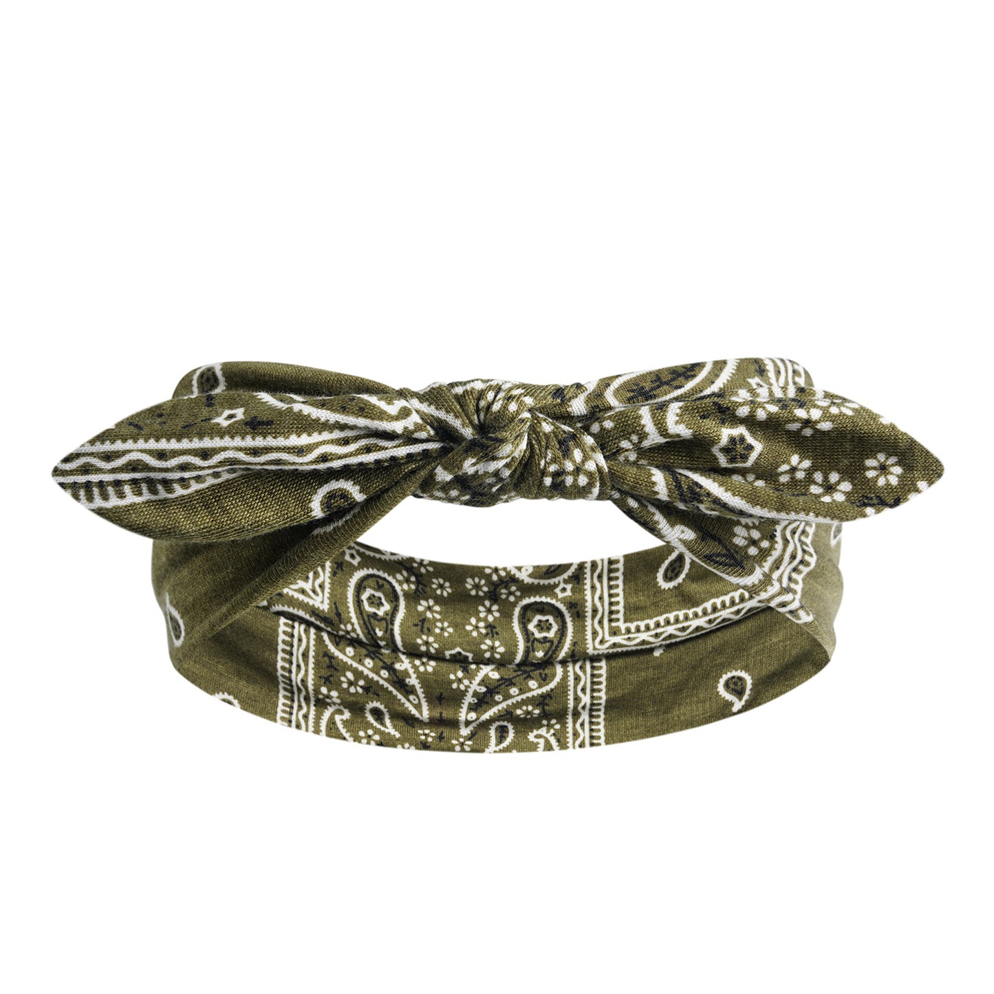 Paisley print headband with bow