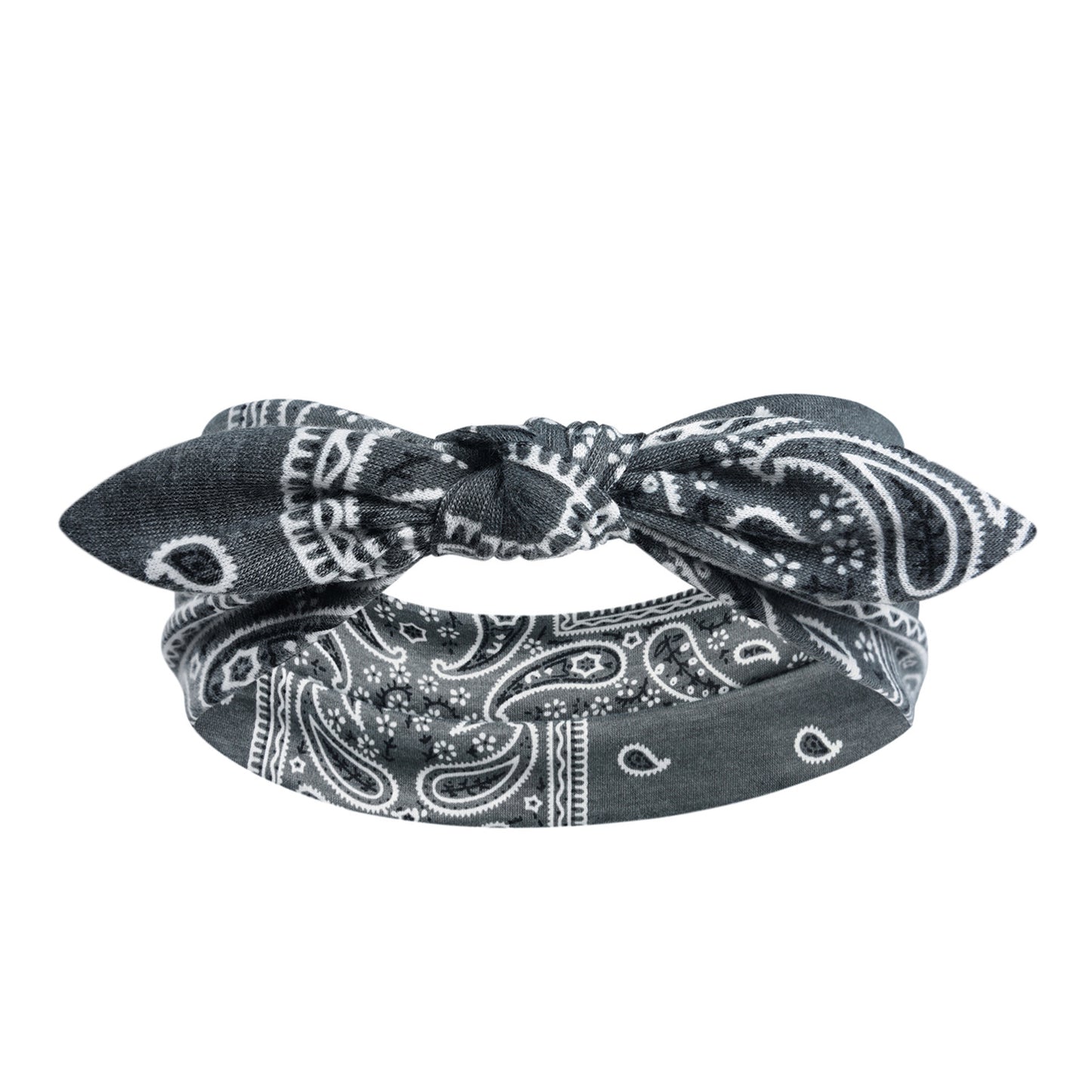 Paisley print headband with bow