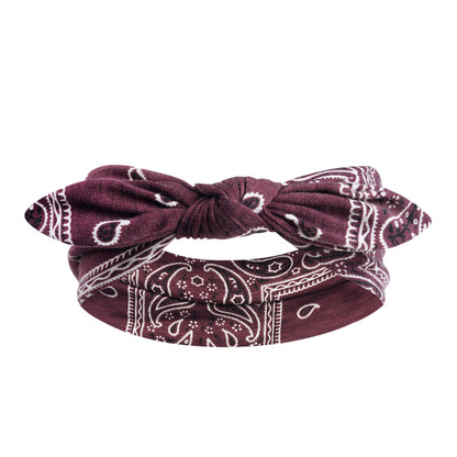 Paisley print headband with bow