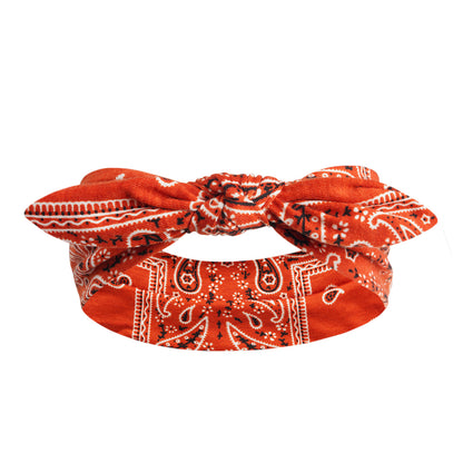 Paisley print headband with bow
