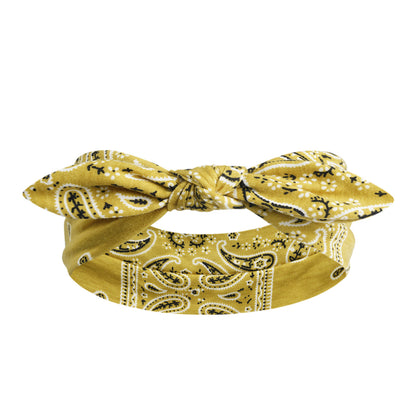 Paisley print headband with bow