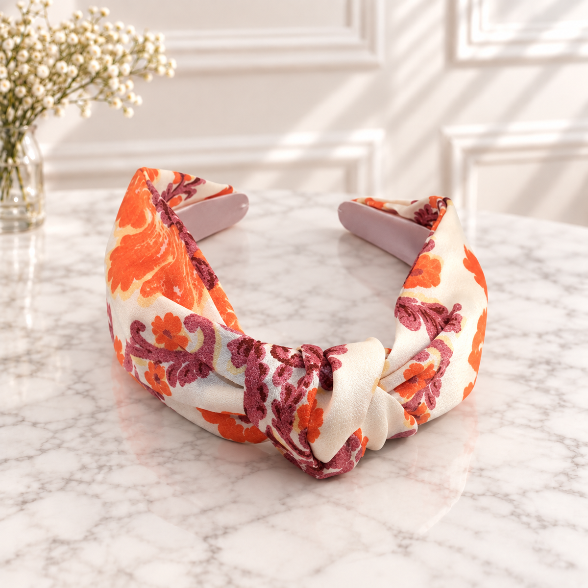 Bright floral knotted headband