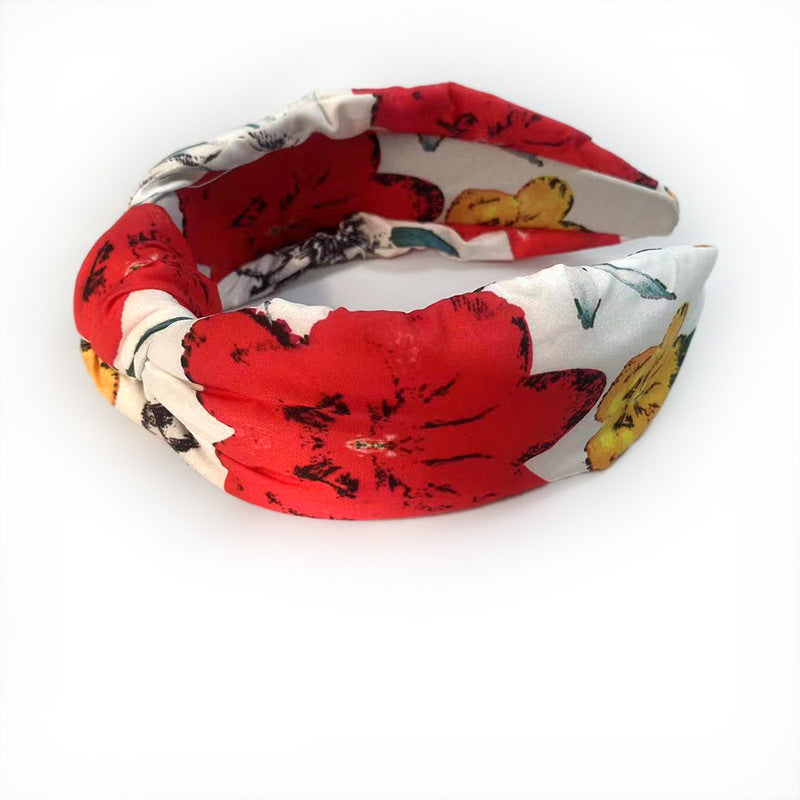 Red Floral knotted headband