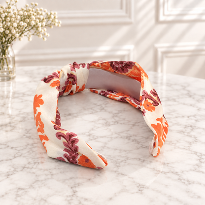 Bright floral knotted headband