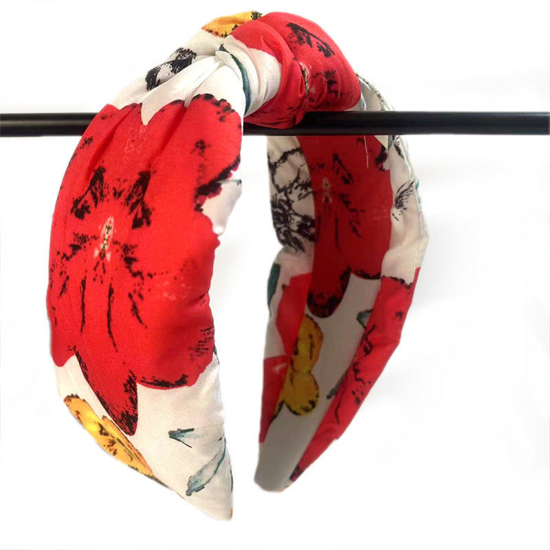 Red Floral knotted headband