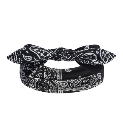 Paisley print headband with bow