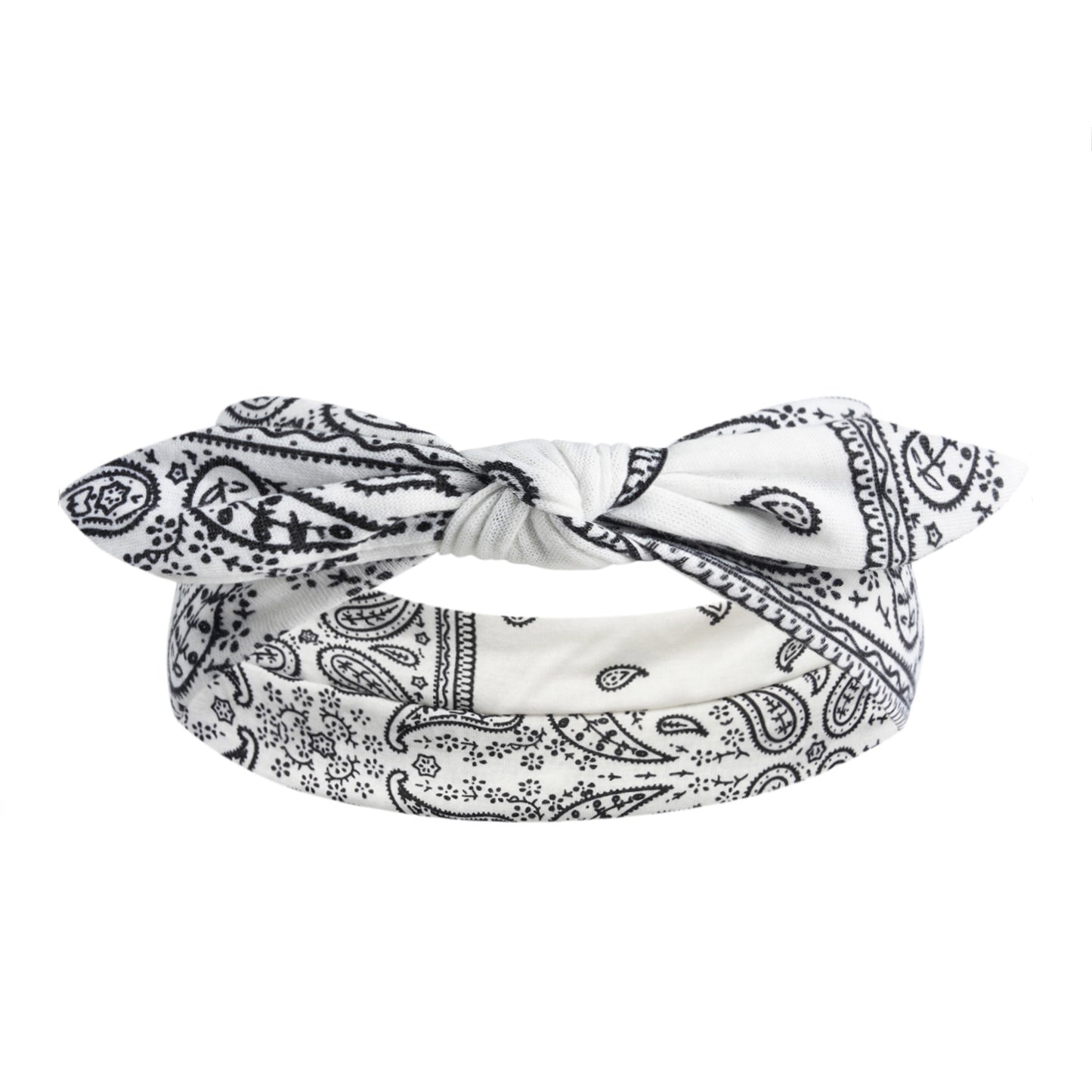 Paisley print headband with bow