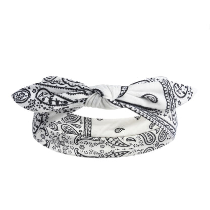 Paisley print headband with bow