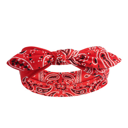 Paisley print headband with bow