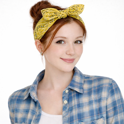 Paisley print headband with bow
