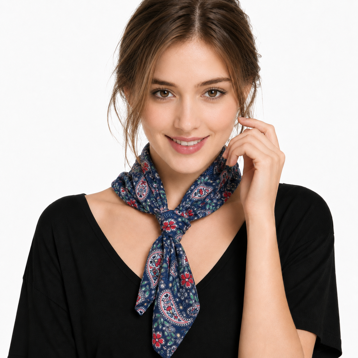 Floral paisley print square scarf