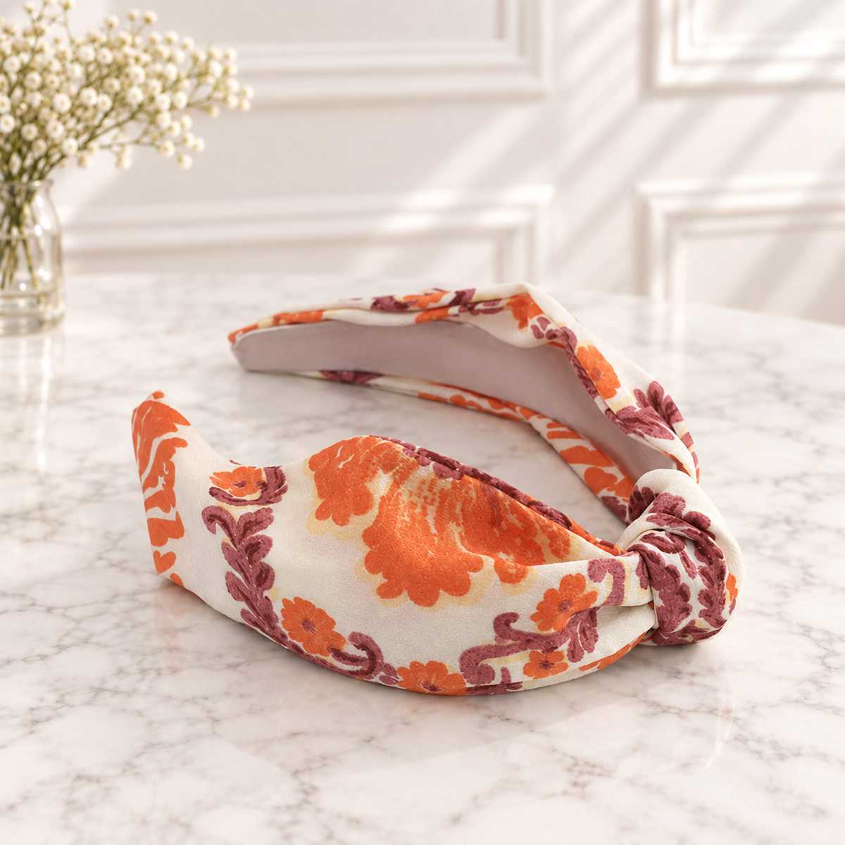 Bright floral knotted headband