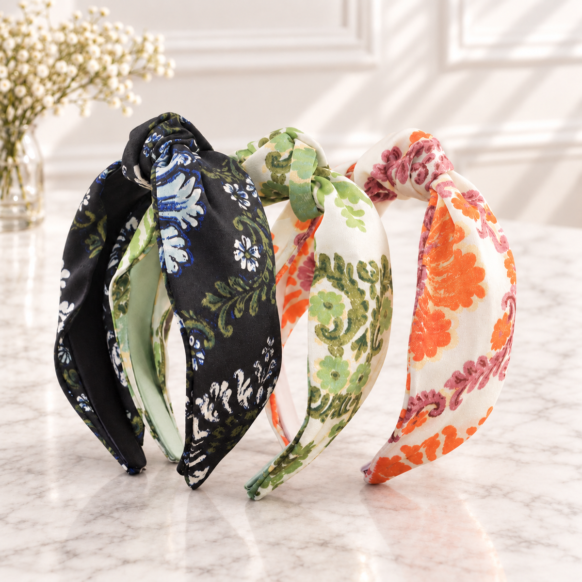 Bright floral knotted headband