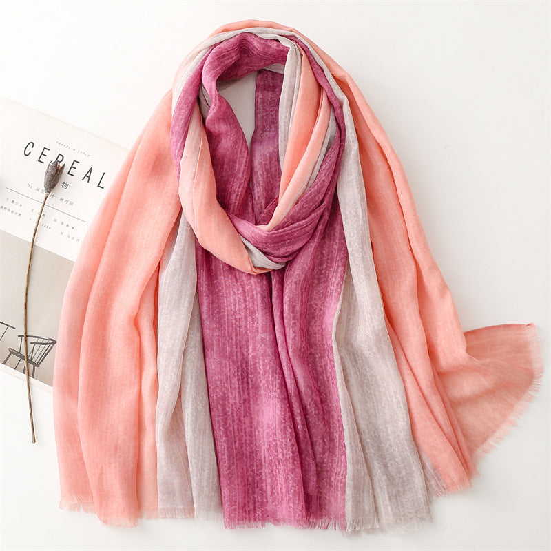 Mixed colour shades fringed scarf