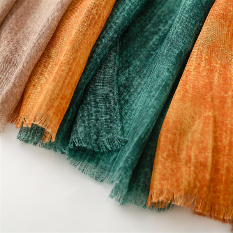 Mixed colour shades fringed scarf