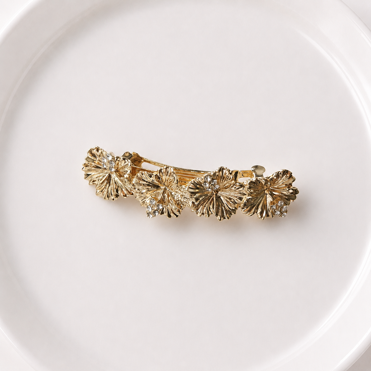 Gold flowers hair barrette