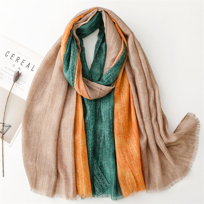 Mixed colour shades fringed scarf