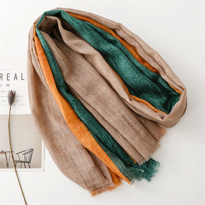 Mixed colour shades fringed scarf