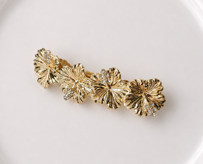 Gold flowers hair barrette