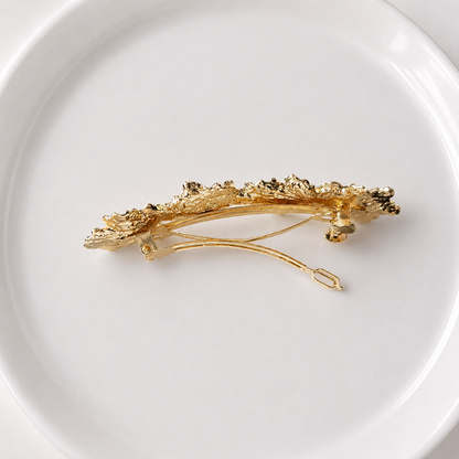Gold flowers hair barrette