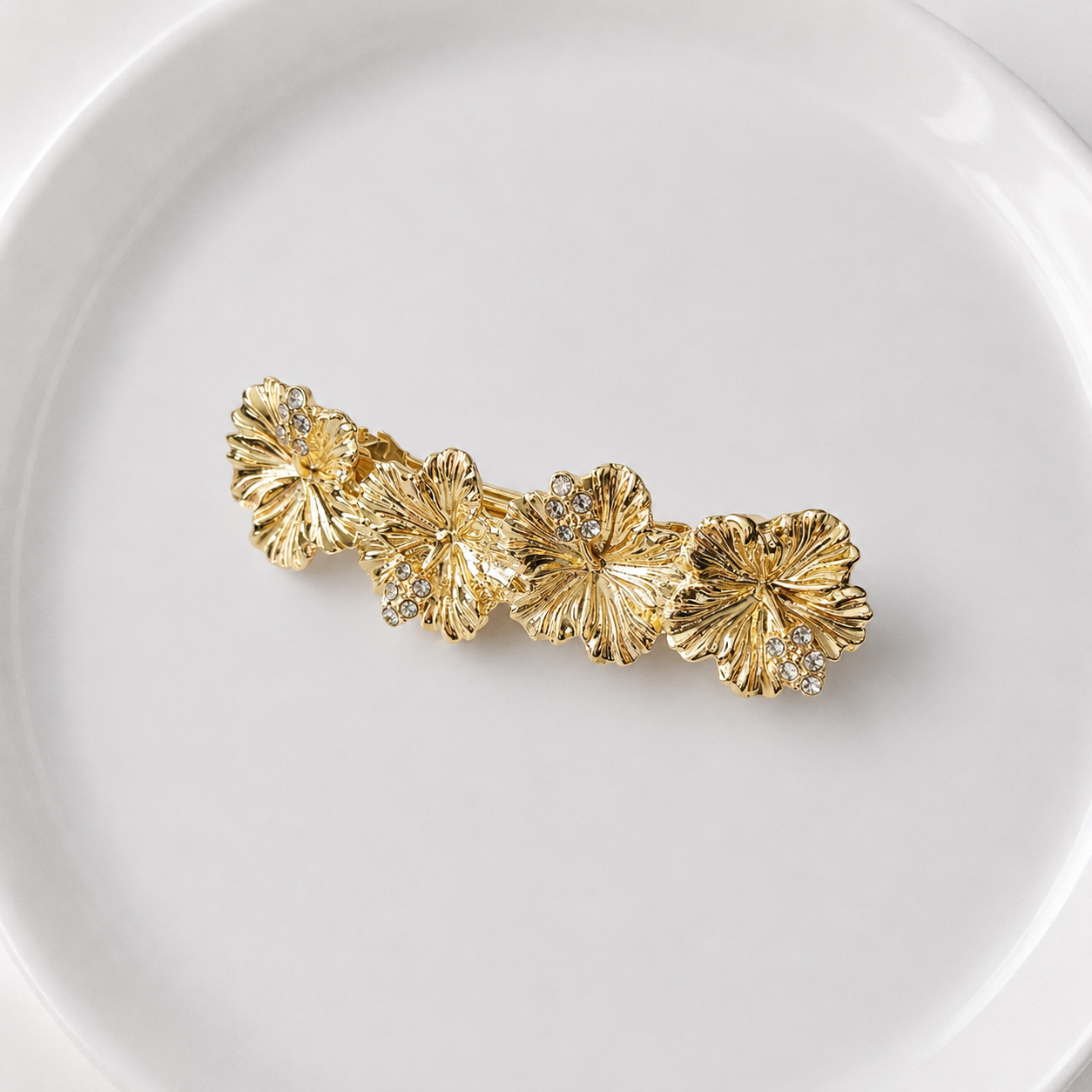 Gold flowers hair barrette