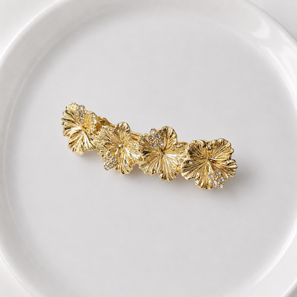 Gold flowers hair barrette