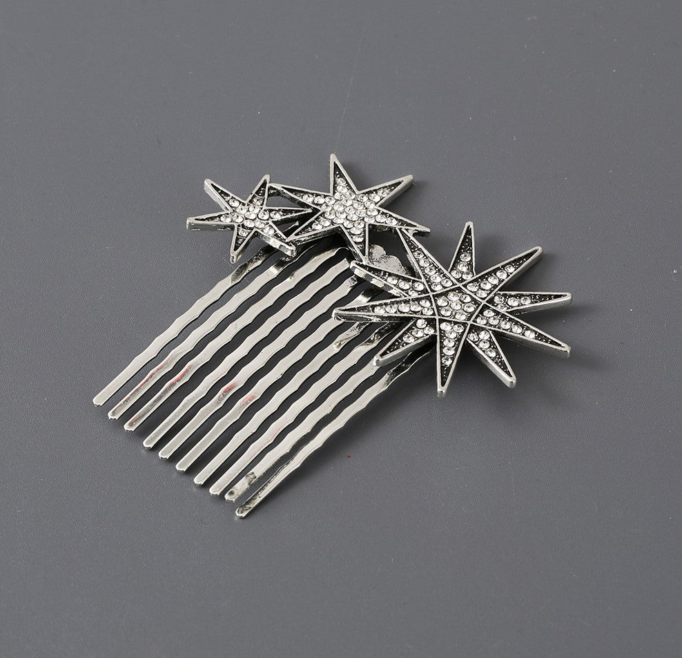 Rhinestones starburst metallic hair comb