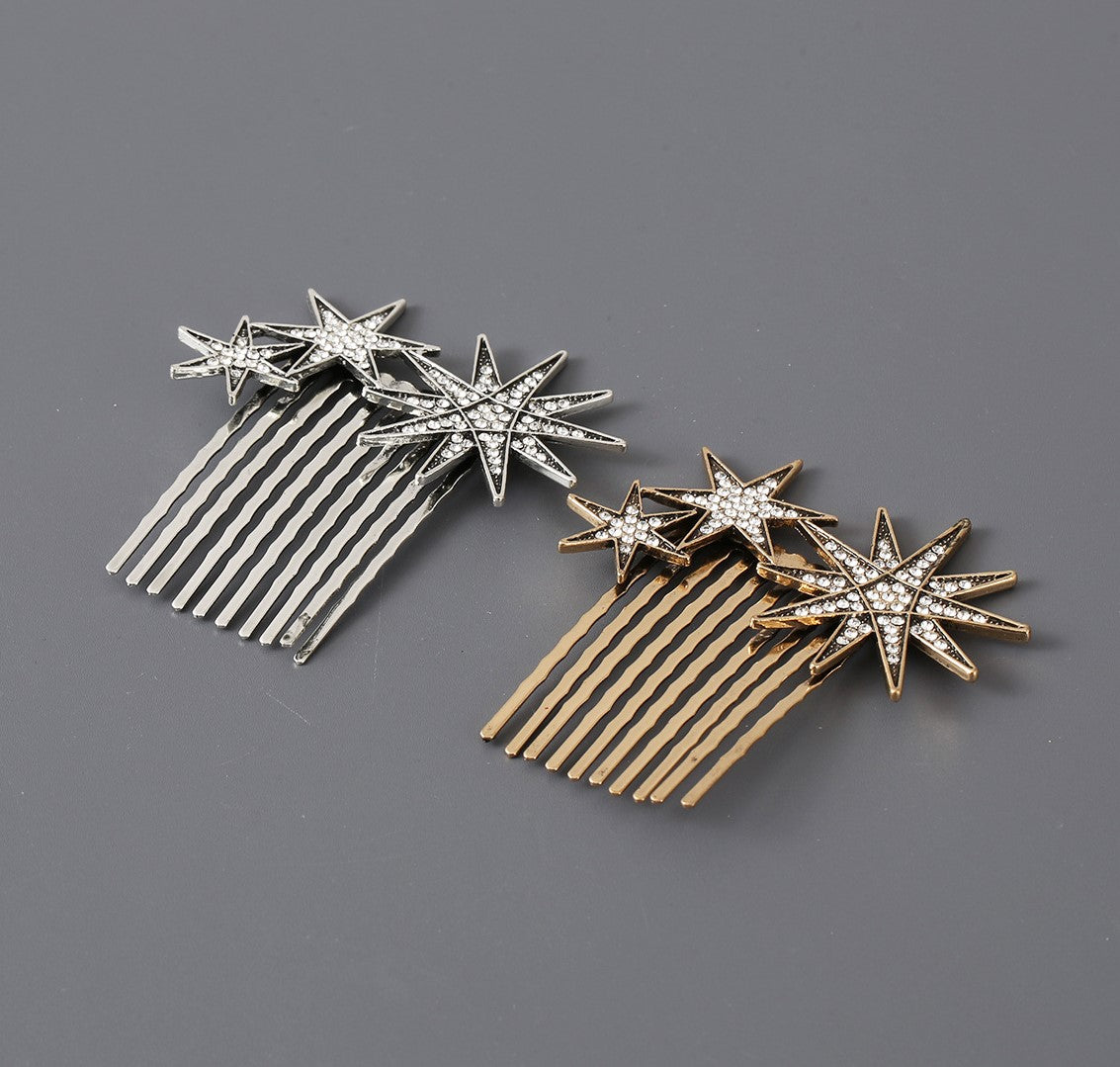 Rhinestones starburst metallic hair comb